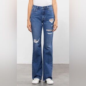 HIDDEN Sz 26 100% Cotton Denim Flare Leg Spot Distressing Jeans